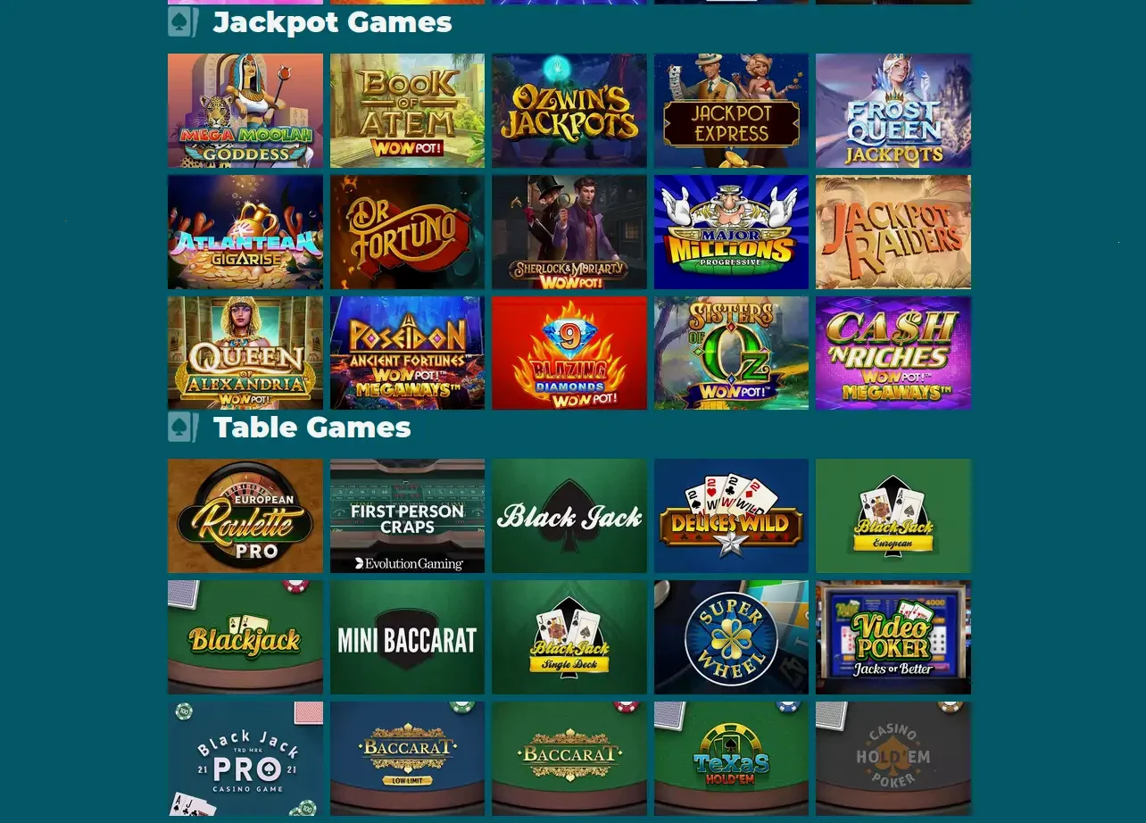 Panoramica giochi Lex Casino online